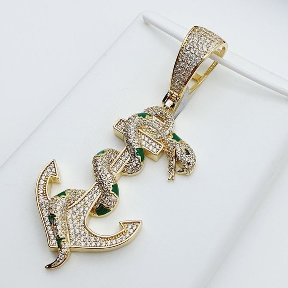 "14K Gold Plated Cubic Zircon Pendant,  EVBRS658 - Picture 6 of 10